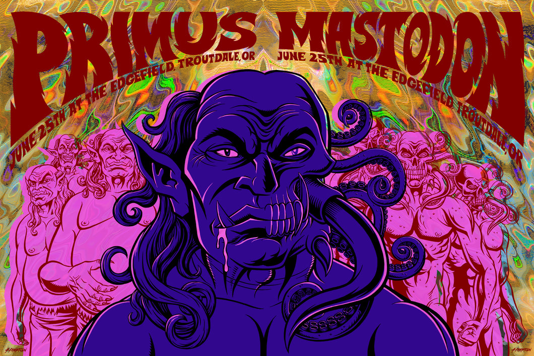 2018 Mastodon/ Primus uncut diptych poster lava foil variant