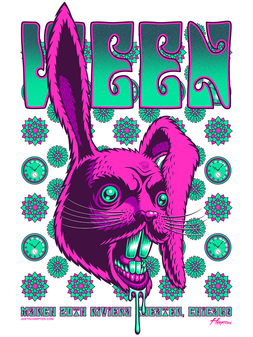 Ween in Chicago March 20th 'White Rabbidt' poster – justinhampton